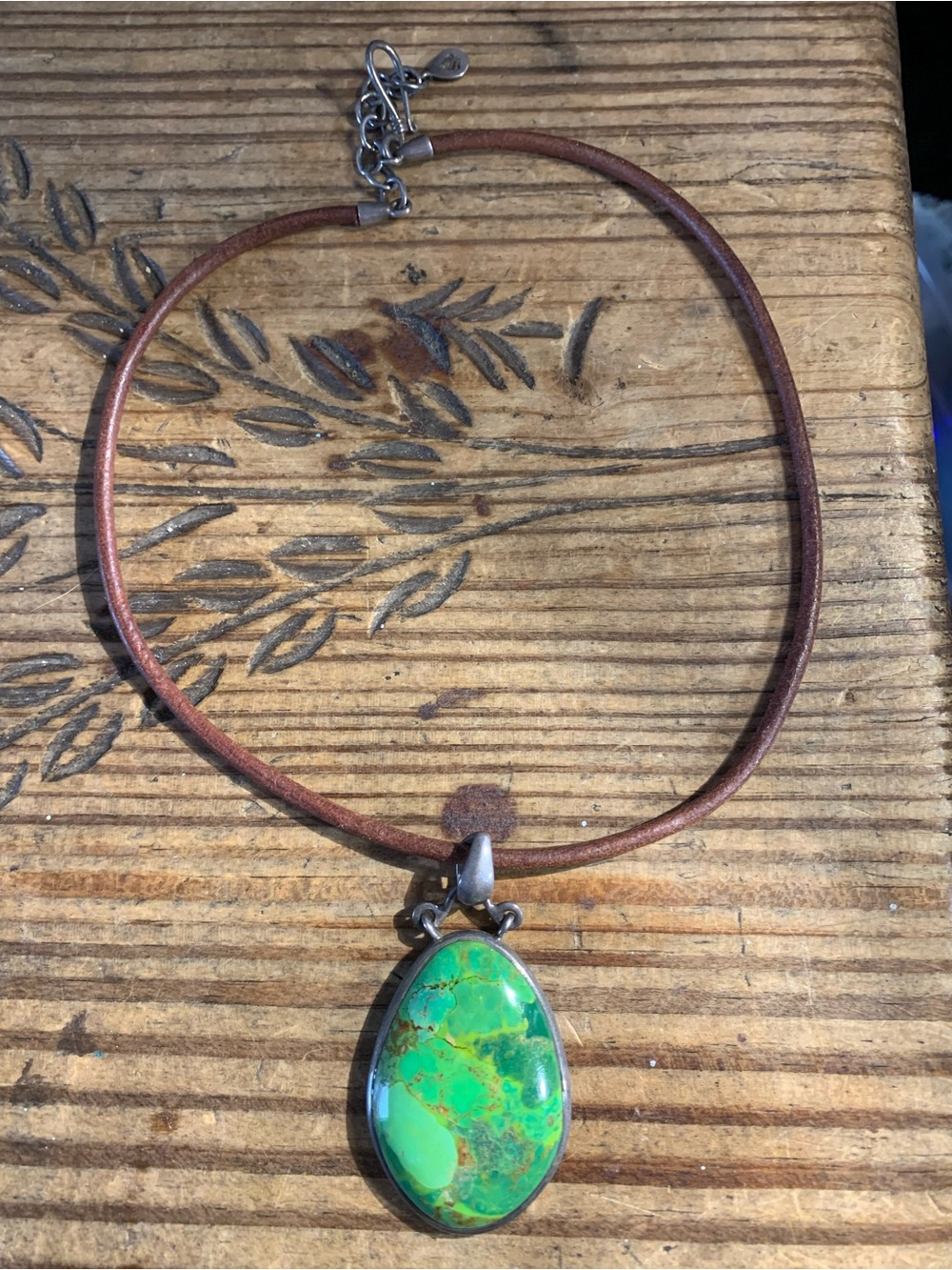 Turquoise and leather necklace